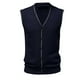 thumbnail image 3 of Chaleco de lana con cuello en V y hebilla para hombre - Color liso, sin cuello, ideal para citas o trabajo - Para todas las estaciones (M-XXXL), 3 of 4