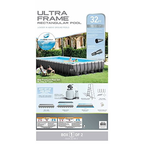 Intex 32ft X 16ft X 52in Ultra Frame Rectangular Pool Set with