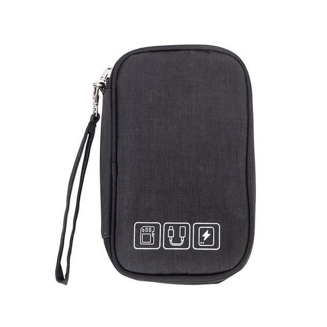 Bolsa organizadora de accesorios electrónicos, bolsa de almacenamiento de Cable de datos multifunción para cargadores de batería, Cable USB, auriculares, color negro