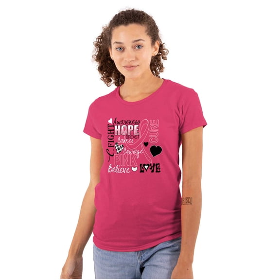 Breast Cancer Awareness Hope Cure Womens Slim Fit Graphic Tee Brisco Brands M
