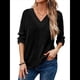 thumbnail image 1 of Camisa de Larga de Otoño para Mujer, Cuello en V, Jersey de Punto, Túnica, Camisa Formal Informal para Mujer Negro XL, 1 of 7