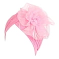thumbnail image 2 of ZDNIXIAN Stretchy Ruched Turban Head Wrap with Large Organza Flower Ornament Color Elegant Hair Cover Lightweight Fashion Headscarf for Party Daily Occasions, 2 of 4