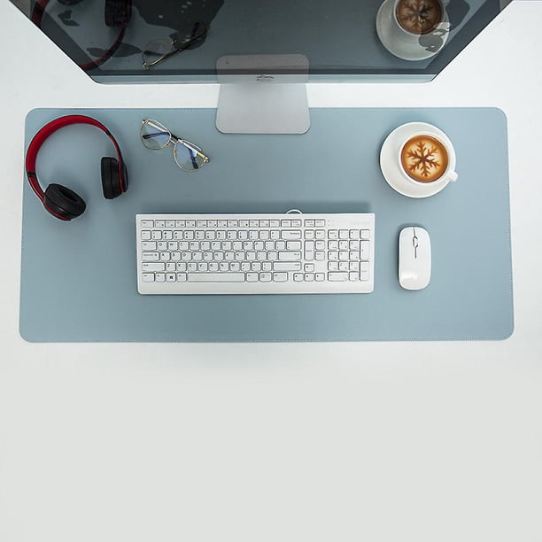 Protector De Escritorio Con Protección De Bordes, Cuero Pu Impermeable, Para Teclado De Computadora, PC Y Computadora Portátil, Gris 80x40cm