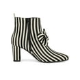 thumbnail image 3 of BLISSFUL STEP Women's Pointed Toe Bow Striped Chunky Heel Ankle Boots Black 6, 3 of 7