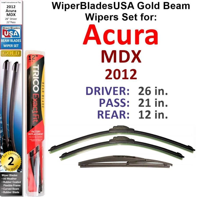 2012 Acura MDX Beam Wiper Blades Wipers WBUSA (Set of 3) w/Rear