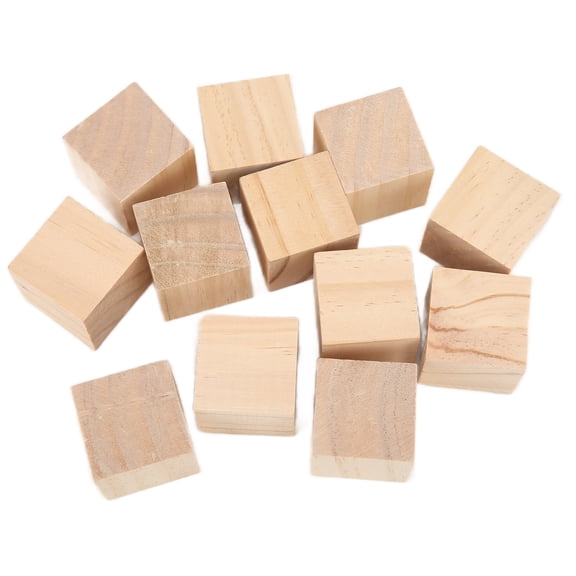 Craft Wood Blocks,Small Wood Cubes,12Pcs Unfinished Wooden Blocks Smooth Sturdy Uniform Size Small Wood Cubes for Crafts DIY Home Decor