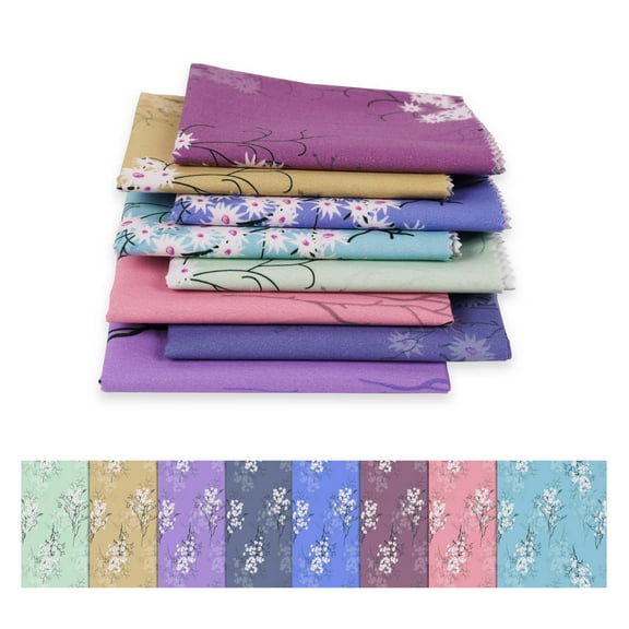 Soimoi 8 Pc Fat Quarter Bundle,FloralsPrint 18"x 22"DIY Patchwork-100% CottonPre-Cut Quilting Fabric Multicolor