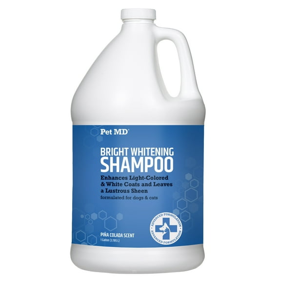Pet MD Bright Whitening Shampoo for Dogs & Cats - Colloidal Oatmeal Moisturizes and Restores Dry Fur - Professional Dog Shampoo Gallon - Tearless Grooming Formula for Puppies & Kittens
