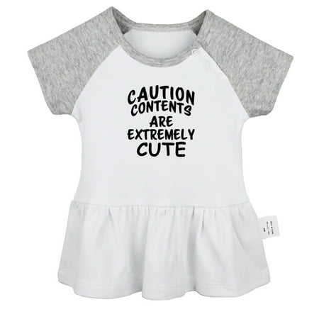 

Caution Contents Are Extremely Cute Funny Dresses For Baby Newborn Babies Skirts Infant Princess Dress 0-24M Kids Graphic Clothes (Gray Raglan Dresses 18-24 Months)