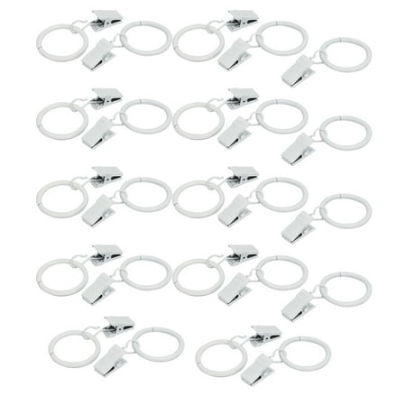 Metal Drapes Curtain Clip Ring Hanging Hooks White 1 Inch Inner