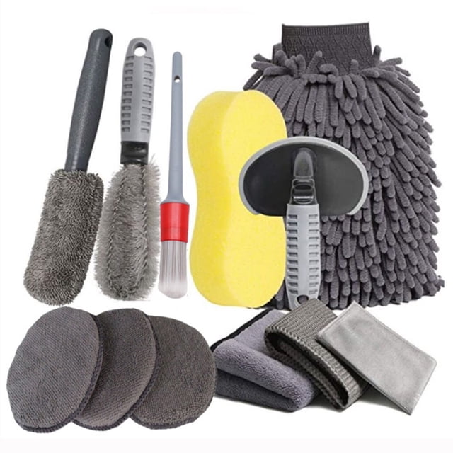 Car Wash Tool Cleaning Kit 12Pcs Wash Cleaning Tools Kit for Cleaning Wheels Interior Exterior Seat Microfiber Car Care Cleaning Set for Trucks Motorcycles RV