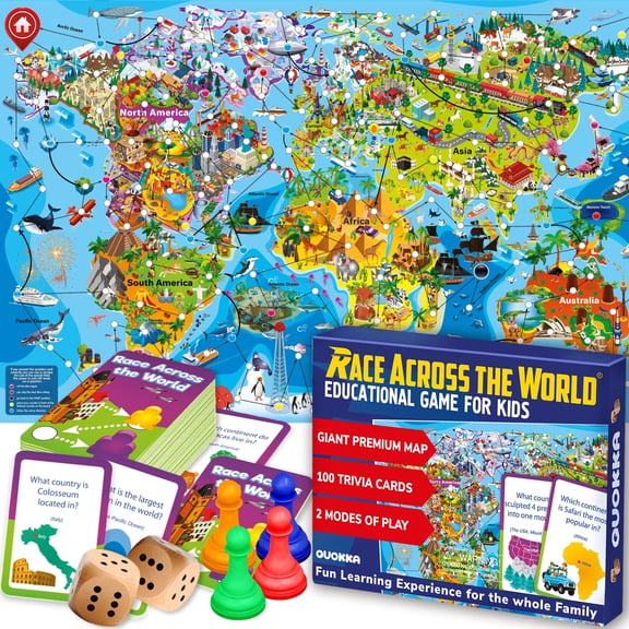 QUOKKA Educational Board Games for Kids 8-12 - Geography Learning Game Ages 5-7