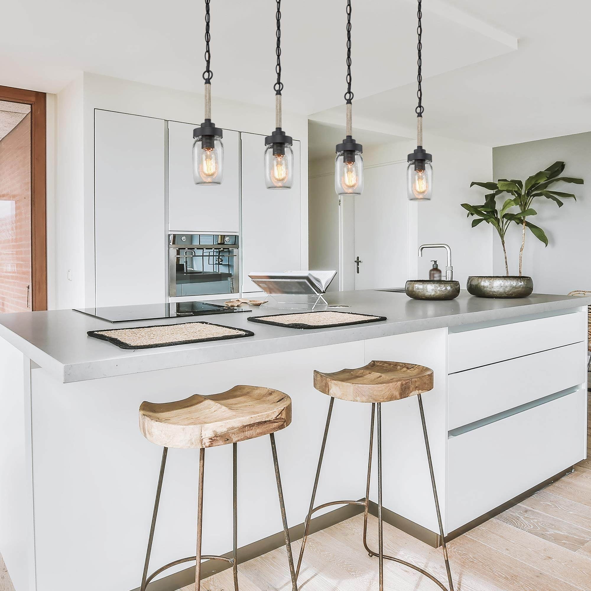 Kitchen Pendant Lights Over Island, Inch White Glass