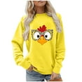 thumbnail image 4 of Sexlip Womens Long Sleeve Sweatshirt Cartoon Rooster Print Design Cropped Hem Soft Fabric Relaxed Silhouette for Daily Lounge Yellow XL, 4 of 6