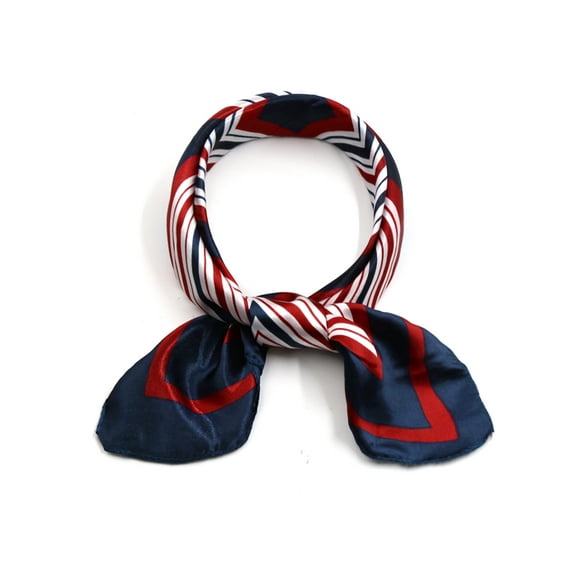 Ladies Geometric Prints Square Shaped Neck Scarf Red Blue