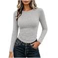 thumbnail image 2 of NominalSnug Womens Long Sleeve Shirts Fitted Going out Tops Stretch Crewneck Ribbed T-Shirt Slim Fit Casual Basic Tops, 2 of 8