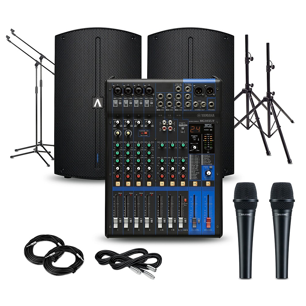 Yamaha PA Package with MG10XUF Mixer and Avante Achromic Series Powered