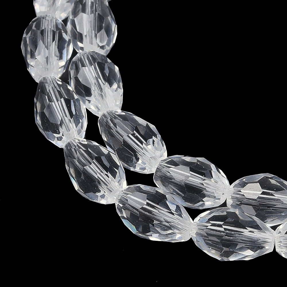 Transparent Glass Beads Strands Faceted Teardrop Clear 8x6mm Hole: 1.2mm about 65~67pcs/strand 20.08 inch(51cm)