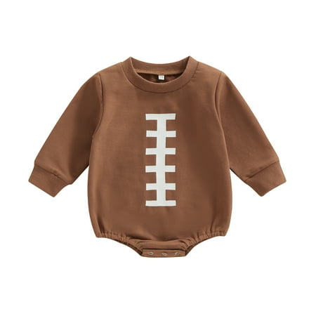 

Meihuida Infant Baby Boys Girls Jumpsuit Rugby Element Print Long Sleeve Snap Closure Romper