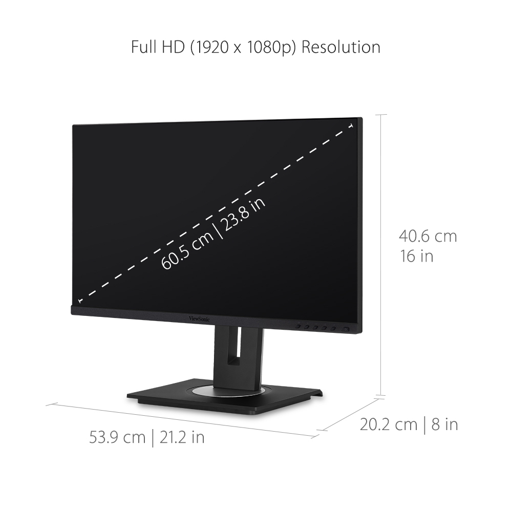 ViewSonic VG2456 24 Inch 1080p Monitor with USB C 3.2, Docking Built-In  Gigabit Ethernet and 40 Degree Tilt Ergonomics for Home and Office 