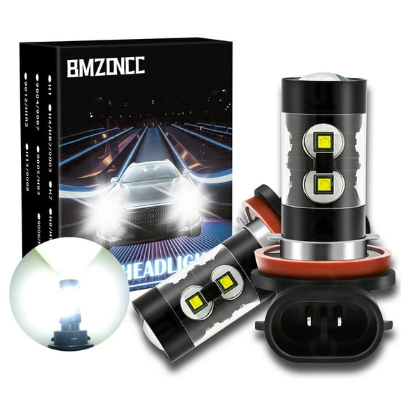 BMZONCC H8 H11 H16 LED Fog Light Bulbs High Power 4000 Lumens 6000K Xenon White Replace for Fog Light or DRL,Pack of 2