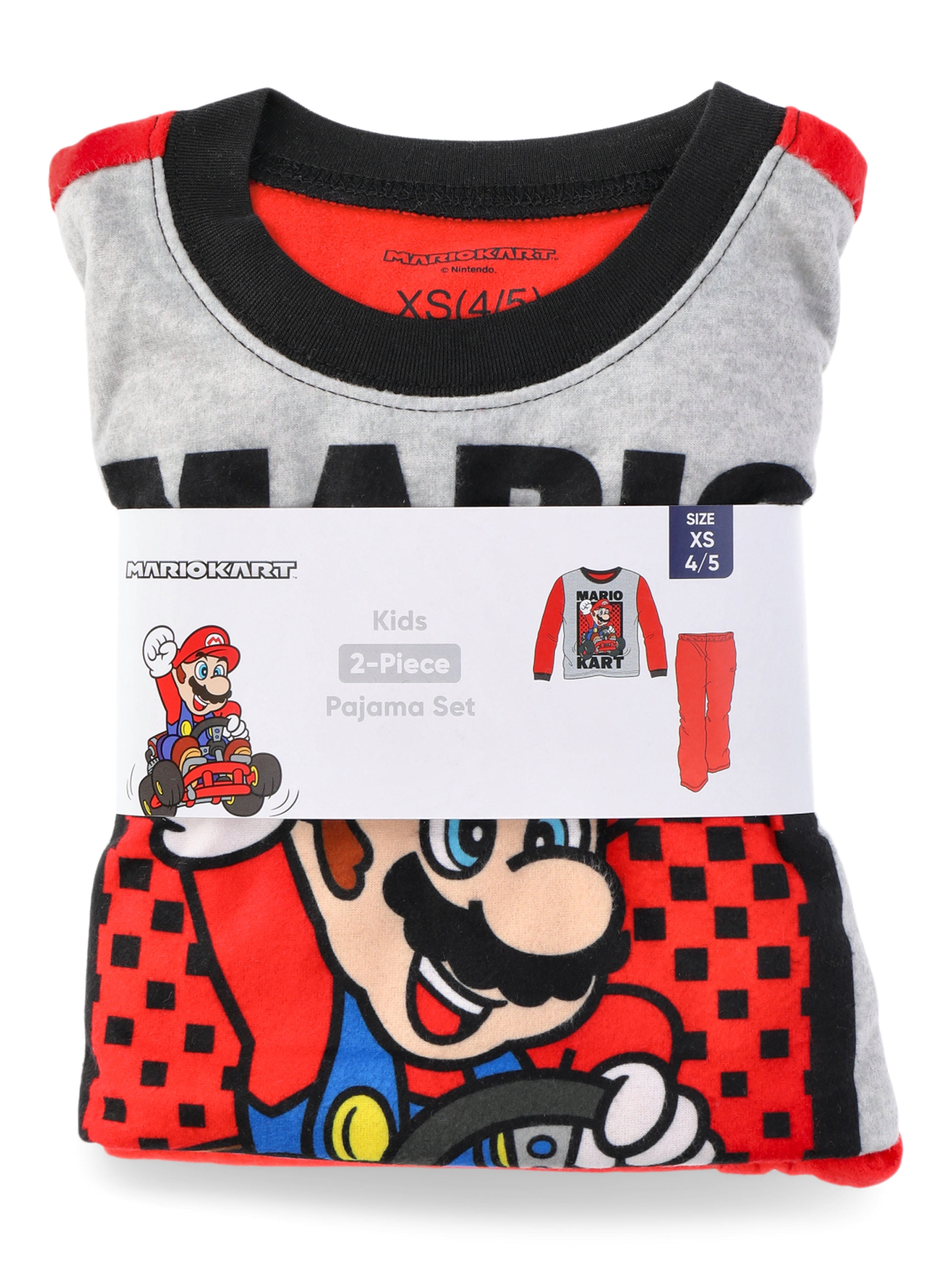 Mario Kart Boys Long Sleeve Top and Pants Pajama Set, 2-Piece, Sizes 4-12