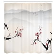 thumbnail image 3 of Ambesonne Nature Shower Curtain, Sakura Flower and Gulls, 69"Wx84"L, Beige Red Black, 3 of 5