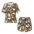 thumbnail image 4 of Naloa Roosters and Chicks Women's Short-Sleeved Pajama Set, Loungewear, Summer pajamas, Breathable Cozy - X-Large, 4 of 9