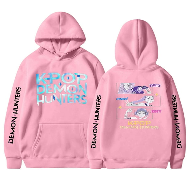 Moonsky Sudadera con capucha de moda para mujer de la cantante pop Dem/0n HUNTR/X con jersey corto, suave y cómoda, top de manga larga para uso informal en primavera, otoño e invierno. (Rosa S)