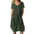 thumbnail image 1 of Vestido largo bohemio para mujer talla grande - Manga corta, cuello en V, estampado floral - Poliéster ligero, informal para la oficina/vacaciones/fiestas, 1 of 5