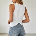 thumbnail image 4 of Wang6 Loose Fit Tank Tops for Womens Causal Sleeveless Crew Neck Basic T Shirts Trendy Summer Solid Irregular Back Going out Tops Tees Shirts X_0717White S, 4 of 6