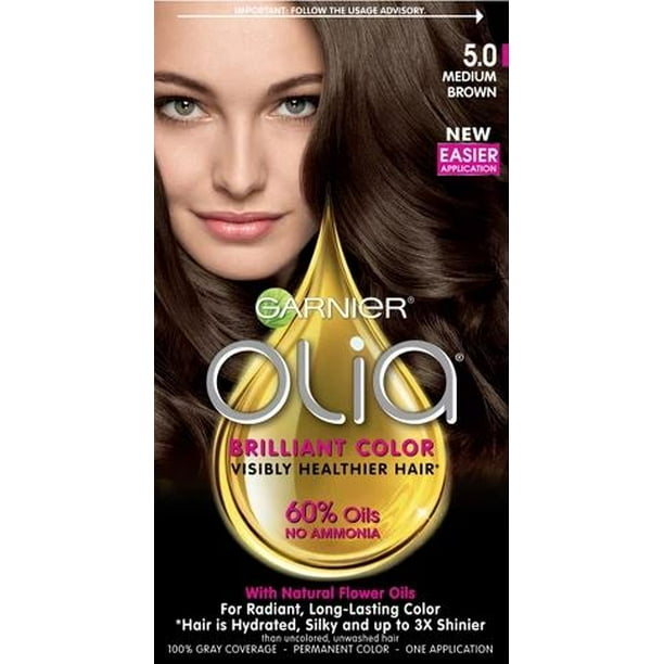 Garnier Olia Oil Powered Permanent Hair Color,  Medium Brown, 1 kit -  