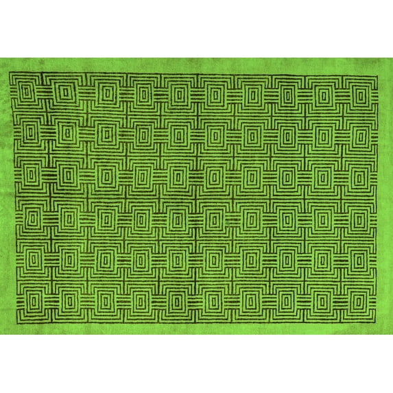 Ahgly Company Indoor Rectangle Abstract Green Modern Area Rugs, 2' x 4'