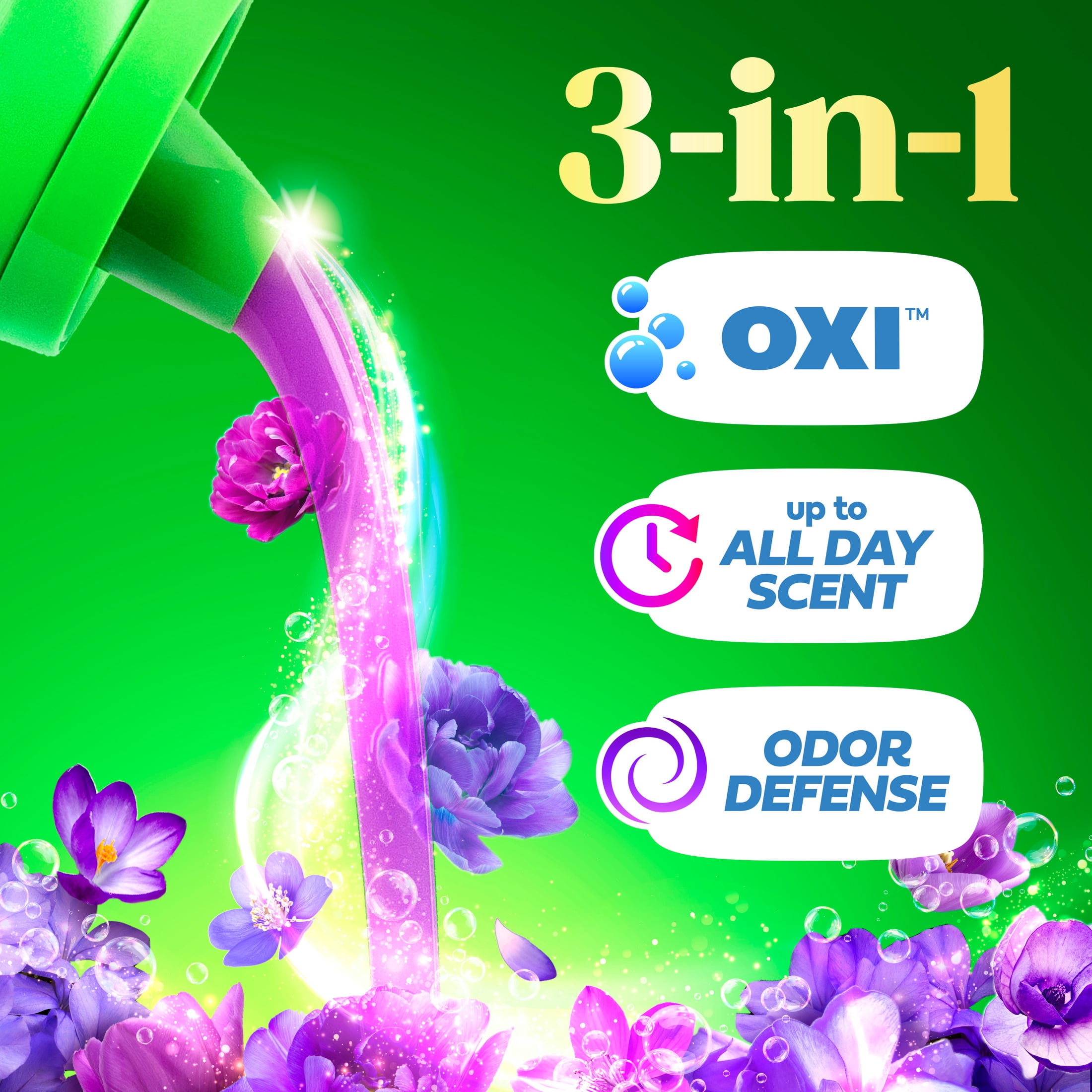 Gain Plus Laundry Detergent Liquid, Now with Odor Defense + OXI, Moonlight Breeze Scent, 133 fl oz, 101 Loads