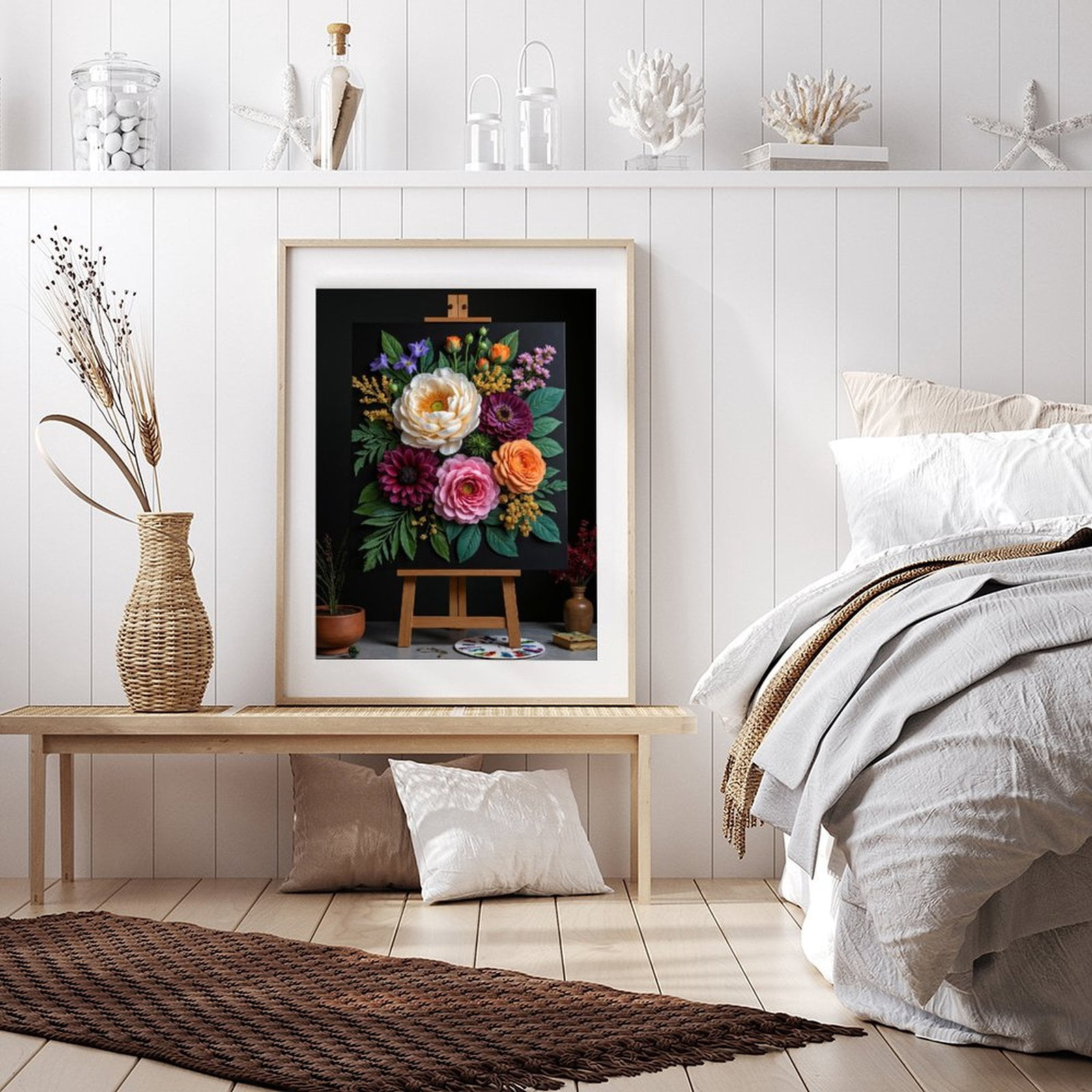 Diamond Art Kit for Adults, Blooming Floral Art Canvas Display Diamond Painting for Adults Beginners, 5D DIY Diamond Art Painting Kits, Colorful Diamond Painting Craft for Home Decor 12x16