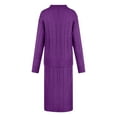 thumbnail image 5 of Atogsazn Kint Sweater Sets Women 2 Piece Round Neck Long Sleeve Sweatshirt and Loose Long Skirts Sweatsuits Purple S on Clearance, 5 of 5