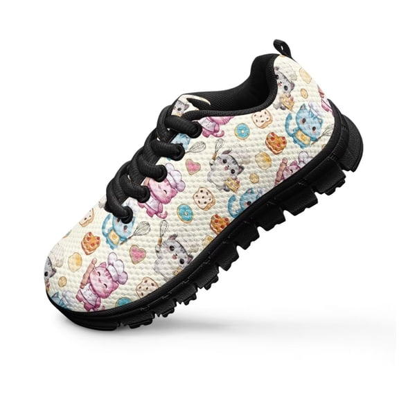 Chririnla Cartoon Cat Shoes for Girls Size 4 Little Kids Cartoon Tennis Sneakers Lightweight Athletic Sports Shoes for Tennis Running Walking