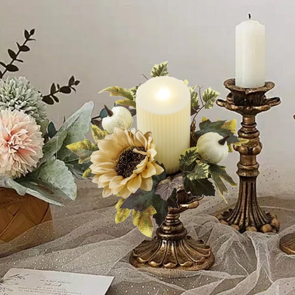 Christmas Candle Holders Flower Garlands Desktop Decoration Party Supplies For Holiday Table Centerpieces Home Decor Wedding Fireplace Decoration Pumpkin Sunflower 9.84 in