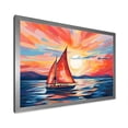 thumbnail image 2 of Designart "Sunset Serenity Sailing Boat II" Transportation Framed Wall Art Decor - Modern Red Boat Sailing Living Room Framed Canvas Art, 2 of 6