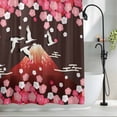 thumbnail image 2 of Black Mountains Long Shower Curtain Set, Waterproof Shower Curtains for Bathroom, Modern Aesthetic Cherry Blossoms Cranes Washable Fabric Bath Curtain for Bathtub Decoration with Hooks 72x84 Inches, 2 of 9