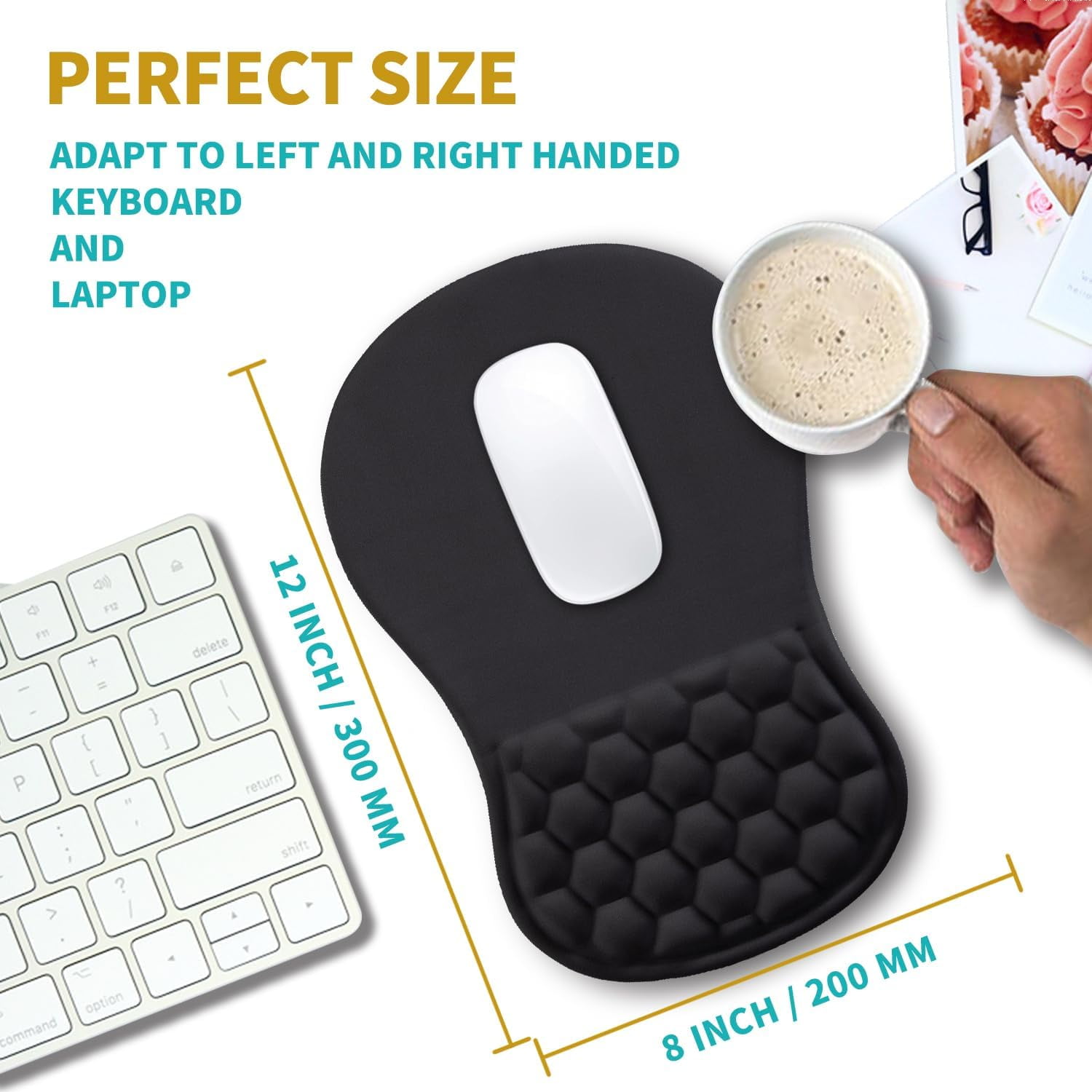 Ergonomic Mouse Pad Wrist Support, Wrist Rest Mousepad for Carpal Tunnel Pain Relief with Integrated Memory Foam Slope Massage Bulge (11.8x7.9 inch,Polar Night