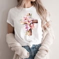 thumbnail image 4 of Inverlee Floral Cross Print Tee for Women Summer Trendy Short Sleeve T-shirts Dressy Casual Petite Tops, 4 of 5