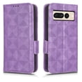 thumbnail image 2 of SaniMore Wallet Case for Google Pixel 7 Pro 6.7" 2022, Glitter PU Leather Case Triangle Pattern Card Slots Cash Pocket Kickstand Removeable Wrist Strip All-around Protective Magnetic Case, Purple, 2 of 9