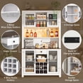 thumbnail image 3 of CQSXDA 70.9" Kitchen Pantry Storage Cabinet in  Wood Finish with LED Outlets for Dining Room Organization，White, 3 of 9