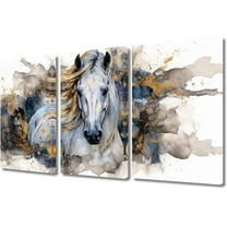 Canvas Wall Art White Brown Horse Canvas Pictures Wall Decor Farmhouse Animals Canvas Painting Rustic Artwork Canvas Prints Living Room Bedroom Bathroom Office Home Wall Decoration Unframed