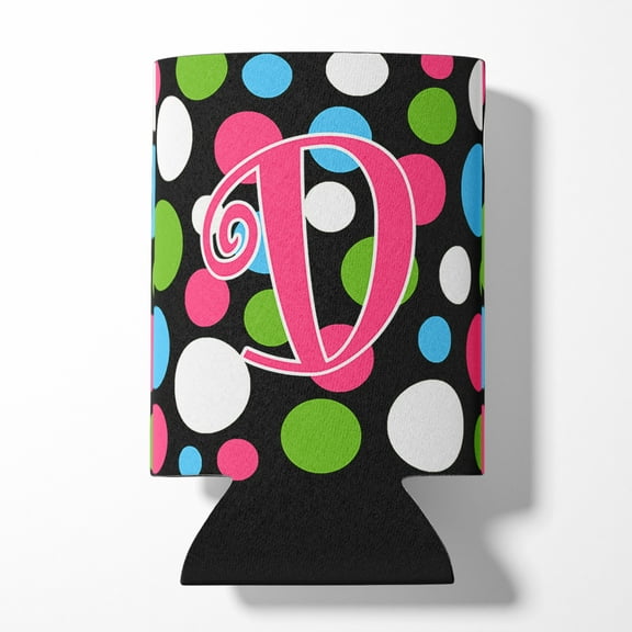 Letter D Initial Monogram - Polkadots and Pink Can or Bottle Hugger