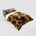 thumbnail image 2 of Ambesonne Rustic Bedding Set 4 Pcs, Sunset Rooster Sunflowers, Calking, Earth Yellow and Caramel, 2 of 2