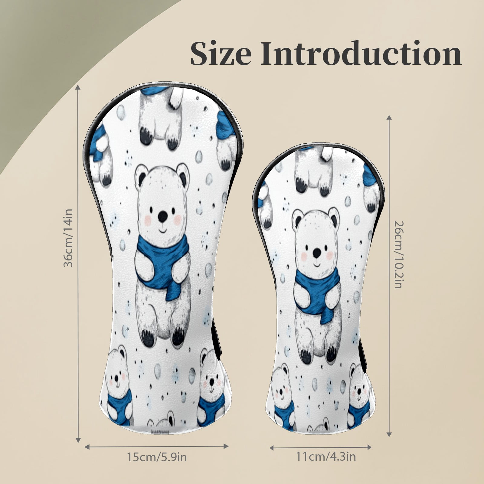 Golf Club Head Covers White Bear Premium Plush Velvet Lining, Waterproof Golf Headcovers Driver & Fairway Woods for Scratch Protection Novelty Gift for Men & Women