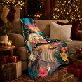 thumbnail image 3 of Tropical Camper Sunset Scene Flamingo Surfboard, Rustic Camping Scene, Warm Flannel Blanket for Cabin and Lodge, Outdoor Lovers Christmas Gift, Festive Home Decor, 3 of 8