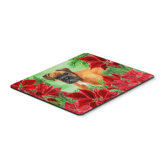German Boxer Poinsettas Mouse Pad Hot Pad or Trivet